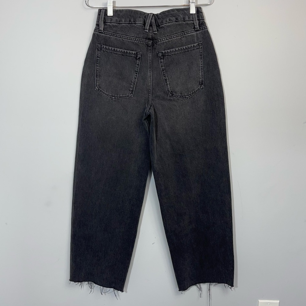 Good American 90s Trouser Jeans 25 Washed Black High Rise Vintage Retro Baggy - Picture 5 of 15
